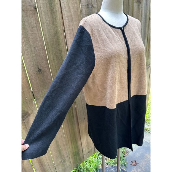 TALBOTS PLUS CARDIGAN JACKET Colorblock Merino Blend 2x - Picture 2 of 6